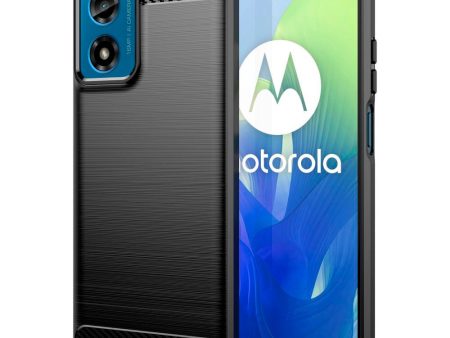 Motorola Moto G04   G24 Tech-Protect Fleksibelt Plastik Carbon Cover - Sort For Discount