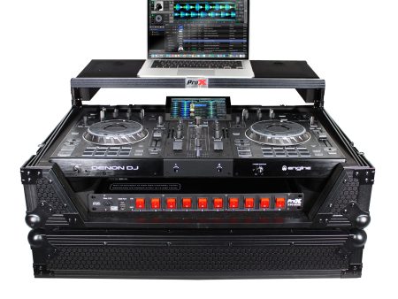 ProX XS-PRIME2 LTBL ATA Flight Case For Denon PRIME 2 DJ Controller w Laptop Shelf 1U Rack Space (Black) Cheap