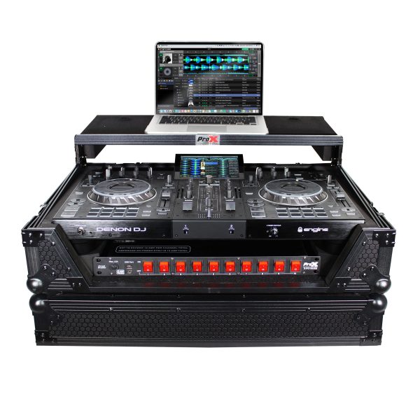 ProX XS-PRIME2 LTBL ATA Flight Case For Denon PRIME 2 DJ Controller w Laptop Shelf 1U Rack Space (Black) Cheap