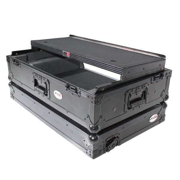 ProX XS-REV71K2U WLTBLLED Flight Case for Pioneer DDJ-REV7 & DDJ-1000 SRT with 2U Rackspace Laptop Shelf Wheels - Black Finish Supply