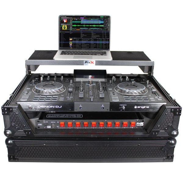 ProX XS-PRIME2 LTBL ATA Flight Case For Denon PRIME 2 DJ Controller w Laptop Shelf 1U Rack Space (Black) Cheap