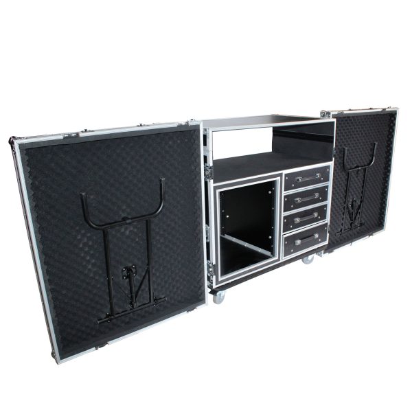 ProX XS-12U4DTWCO Dual-Table Case And Mixing Console Workstation W-Casters Supply