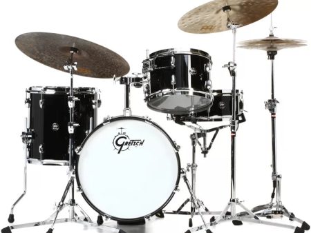 Gretsch Drums RN2-J484-PB 4-Piece (12,14,18,14SN) Shell Pack With Snare Drum (Piano Black) Sale